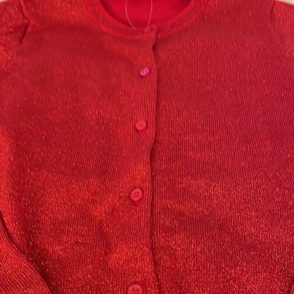 Crewcuts J. Crew kids red metallic size 12 new sweater NWOT - Picture 3 of 7